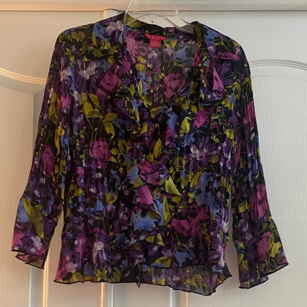 Sunny Leigh Floral Blouse - Purple, blue, pink, green and black